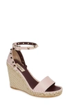Valentino Rockstud Womens Leather Wedges Espadrilles In Water Rose