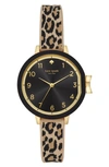 Kate Spade Park Row Quartz Black Dial Ladies Watch Ksw1485 In Leopard/ Black/ Gold