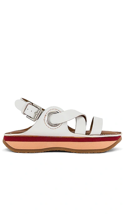 See By Chloé Ysee Leather Flatform Slingback Sandals In White