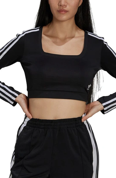 Adidas Originals Adidas Women's Originals Adicolor Classics Crop Long-sleeve T-shirt In Black