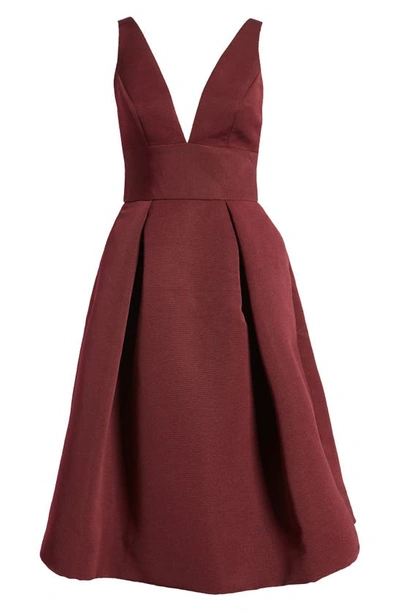 Amsale Faille Fit & Flare Wedding Dress In Ruby