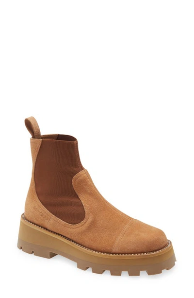 白 フリル付 JIMMY CHOO ミドル丈 パンチングレザーブーツスエード 24