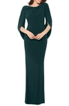 BETSY & ADAM BETSY & ADAM CAPE LONG SLEEVE TRUMPET GOWN,A23033