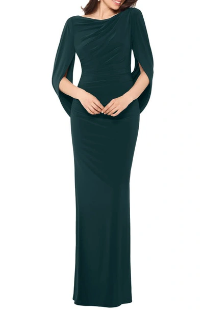 BETSY & ADAM BETSY & ADAM CAPE LONG SLEEVE TRUMPET GOWN,A23033