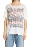 R13 The Clash City Rockers Graphic Print Cotton Cashmere Blend Band T-shirt In Dirty White