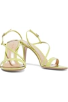 Gianvito Rossi Manhattan Neon Patent Leather Slingback Sandals In Chartreuse