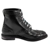 BURBERRY MENS BARKSBY BROGUE DETAIL POLISHED LEATHER BOOTS