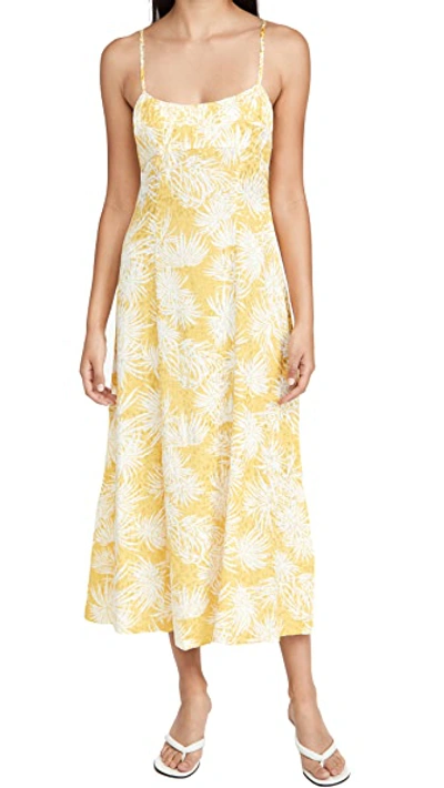 Rebecca Taylor Palmetto Fleur Ruched Long Dress In Sunflower Combo