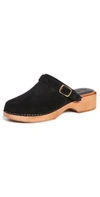 Re/done Leather-trimmed Suede Platform Clogs In Black Suede