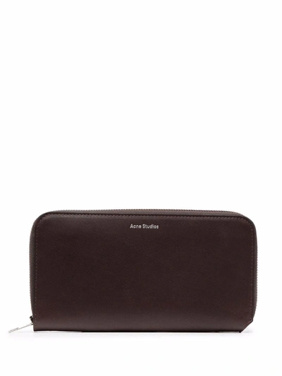 Acne Studios Logo-print Continental Wallet In Brown