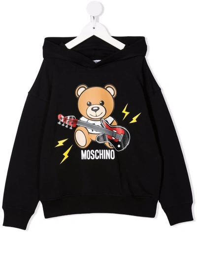 Moschino Kids' Teddy Bear-motif Cotton Hoodie In Black