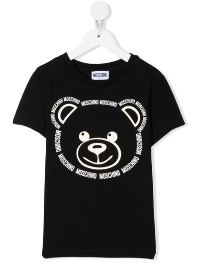 Moschino Kids' Teddy Bear-motif Cotton T-shirt In Black