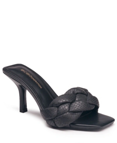 Bcbgeneration Women's Marlino Snakeskin-embossed Braided Leather Sandals In Black