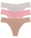 Natori Bliss Perfection Lace-waist Thong Underwear 750092 In Feather Grey