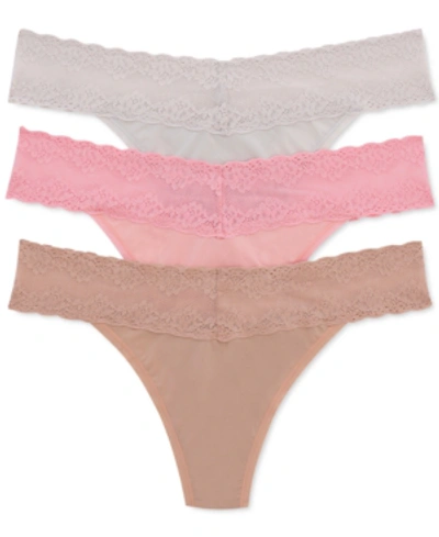 Natori Bliss Perfection Lace-waist Thong Underwear 750092 In Dark Gray
