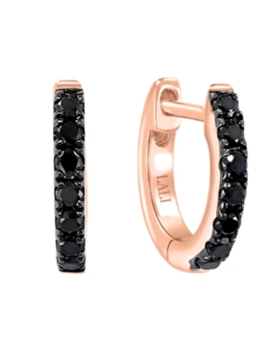 Lali Jewels Black Diamond (1/4 Ct. T.w.) Earring In 14k White Gold , 14k Yellow Gold Or 14k Rose Gold In Pink