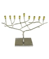 Classic Touch Hammered Stainless Steel Candle Menorah In Multi