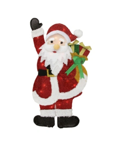 Northlight Lighted Waving Santa With Gis Outdoor Christmas Yard Decor In Red
