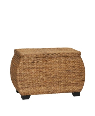 Household Essentials Household Essential Large Curved Wicker Storage Chest With Liner Water Hyacinth In Brown