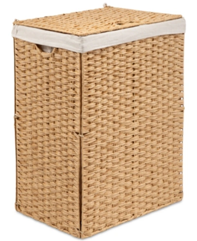 Seville Classics Foldable Rectangular Laundry Hamper With Lid & Canvas Liner In Natural