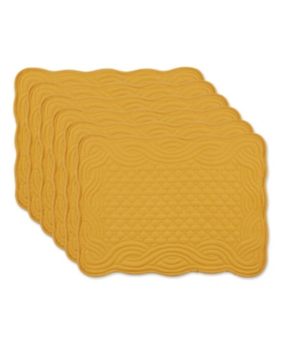 Design Imports Design Import Quilted Farmhouse Placemat, Set Of 6 In Yellow