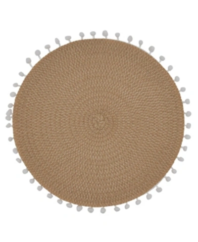 Saro Lifestyle Pom Pom Placemat Set Of 4 In Natural