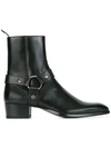 Saint Laurent Black Leather Ankle Boots In Black