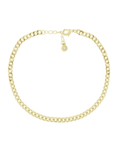 Essentials Flat Curb Link Anklet In Gold Plate