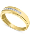 Macy's Men's Diamond Band (1/10 Ct. T.w.) In 10k Yellow Gold Or 10k White Gold In Gold