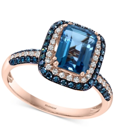Effy Collection Effy London Blue Topaz (2-1/5 Ct. T.w.) & Diamond (1/2 Ct. T.w.) Statement Ring In 14k Rose Gold