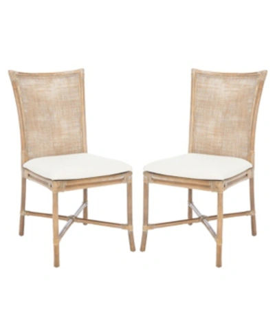 Safavieh Chiara Rattan Accent Chair With Cushion, Set Of 2 In Tan/beige