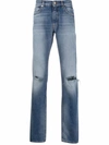 Versace Distressed-effect Straight-leg Jeans In Blue