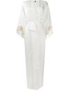 Gilda & Pearl Long Silk And Lace Kimono In White