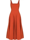 Staud Wells Sleeveless Midi Dress In 橘色