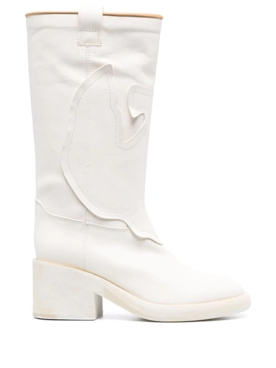 Mm6 Maison Margiela Round-toe Calf-length Boots In Weiss