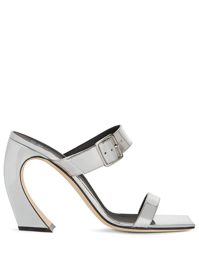 Giuseppe Zanotti Musa Curved-heel Sandals In Silver