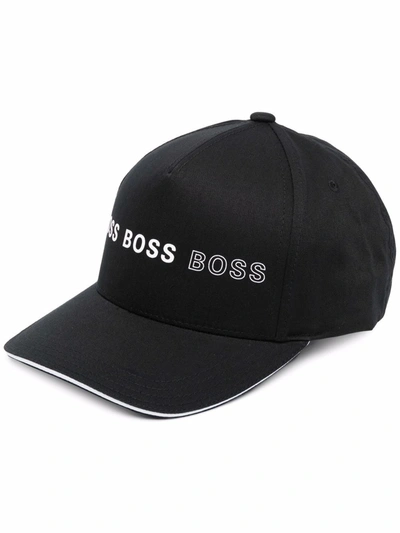 Hugo Boss Two-tone Logo-print Cap In Black