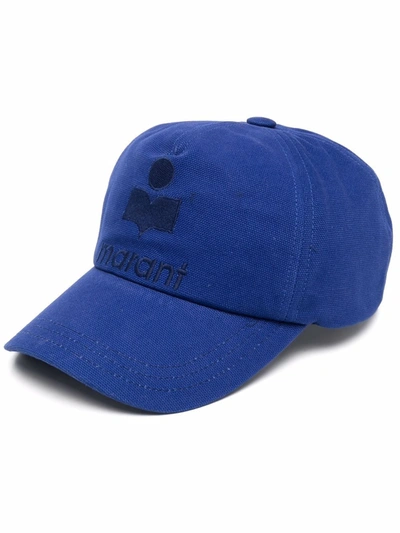 Isabel Marant Logo-embroidered Cotton Cap In Blue