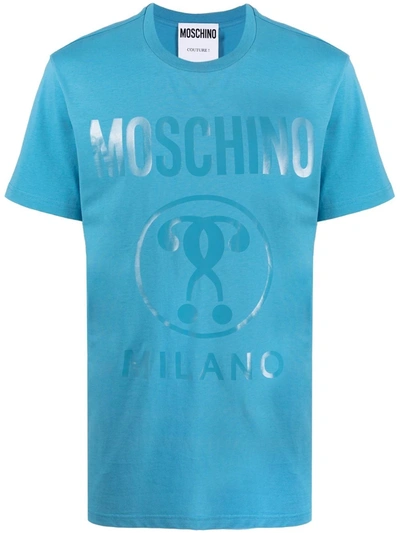 Moschino Blue Monochrome Double Question Mark T-shirt