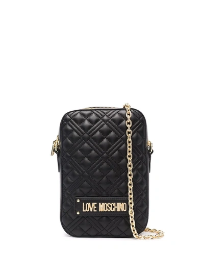 Love Moschino Quilted Vertical Shoulder Bag In Black