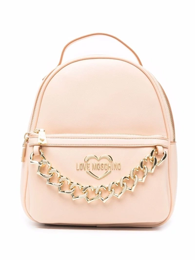 Love Moschino Logo Chain Detail Backpack In Pink