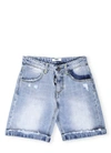 Msgm Cotton Jeans Bermuda Short In Denim Blu