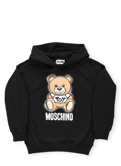 Moschino Kids' Cotton Hoodie In Nero/black