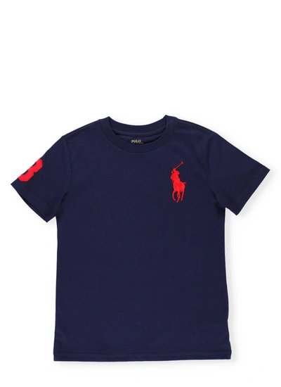 Ralph Lauren Kids' Navy Big Pony Player T-shirt In French Navy