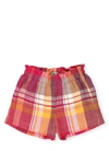 Il Gufo Check Print Linen Shorts In Pitaya