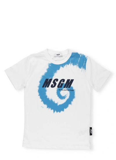 Msgm Kids' Logo T-shirt In White