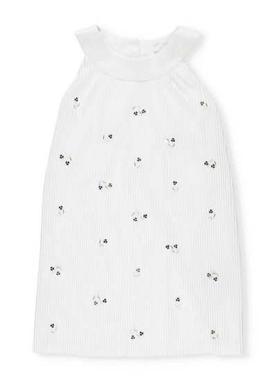 Chloé Kids' Ribbed Dress In Bianco Sporco