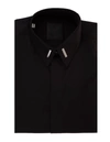 GIVENCHY MAN BLACK POPLIN SHIRT WITH METAL DETAILS,BM60QK109F 001