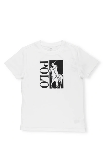 Ralph Lauren Kids' Big Pony Logo T-shirt In White
