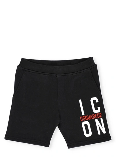 Dsquared2 Kids' Icon-print Swim Shorts In Black